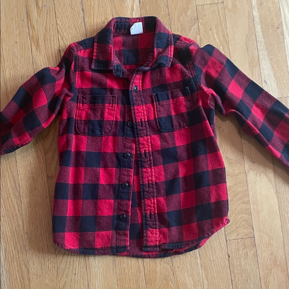 GAP Kids Red and Black Checkered Button Down Shirt